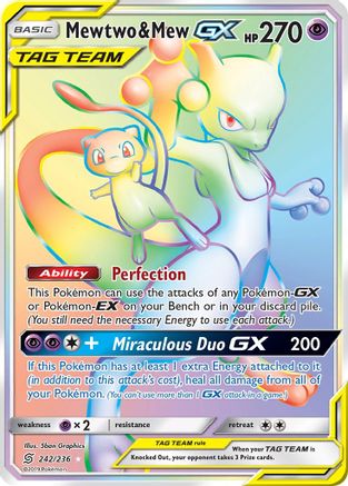 Mewtwo & Mew GX (Secret) (242) Holofoil - SM  Unified Minds