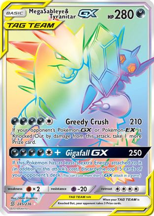 Mega Sableye & Tyranitar GX (Secret) (245) Holofoil - SM  Unified Minds