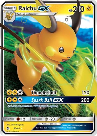 Raichu GX (20/68) [Sun & Moon: Hidden Fates] | Silver Goblin