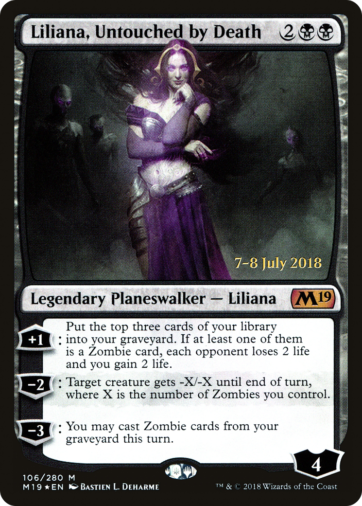 Liliana, Untouched by Death (106s) Foil - Core Set 2019 Promos