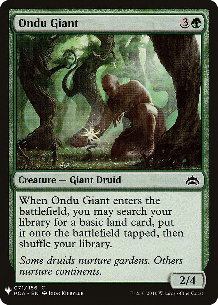Ondu Giant (PCA-71) - The List