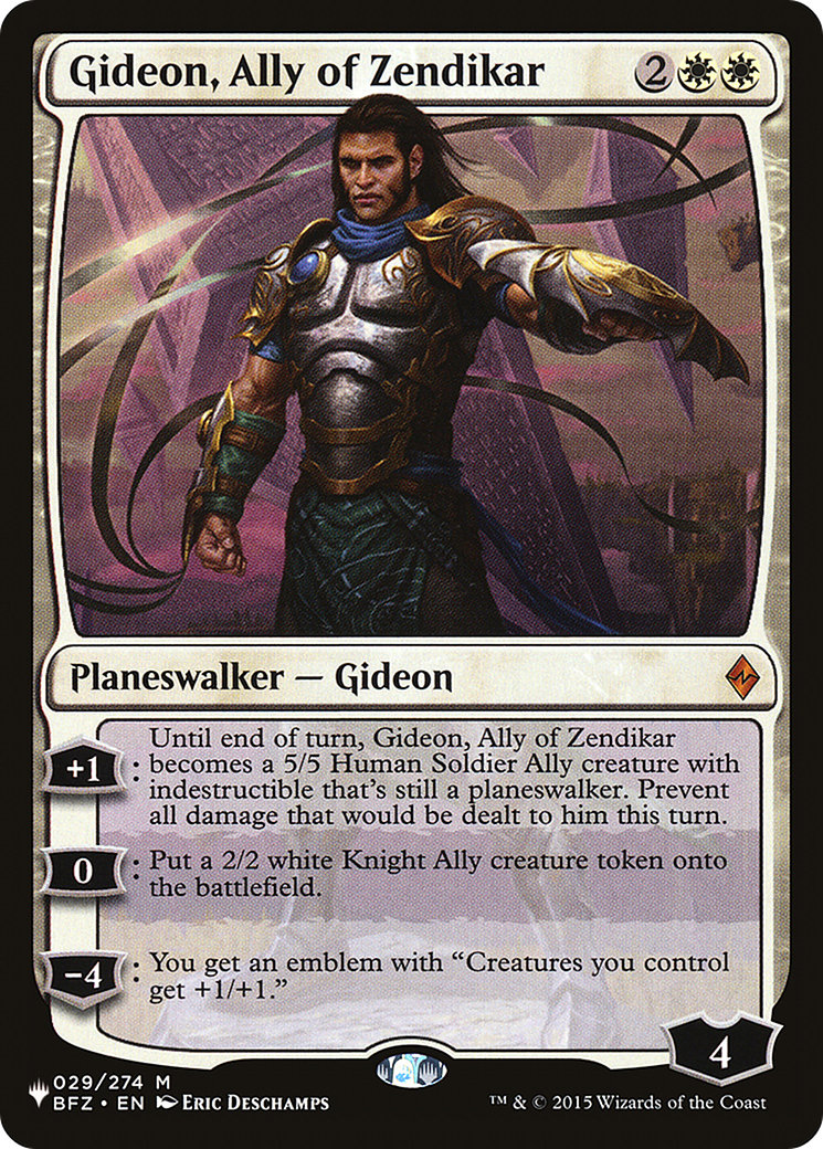 Gideon, Ally of Zendikar (BFZ-29) - The List