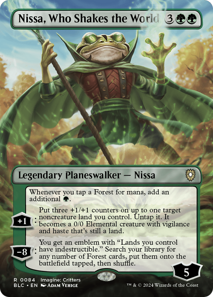Nissa, Who Shakes the World (Borderless) (084) - Bloomburrow Commander