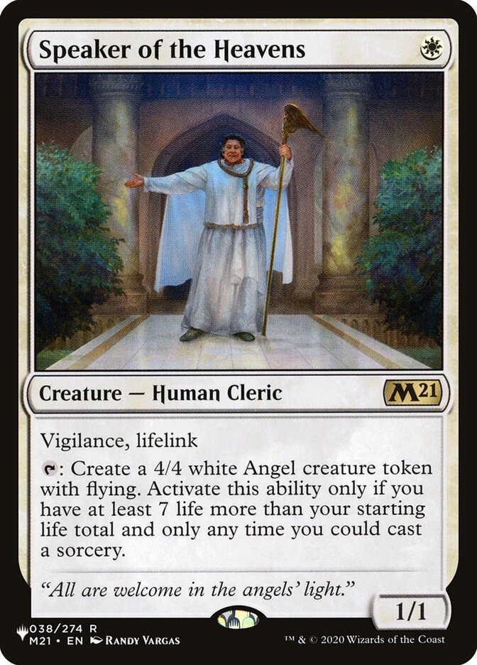 Speaker of the Heavens (M21-38) - The List