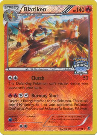 Blaziken (14/111) (National Championship Promo) [XY: Furious Fists] | Silver Goblin