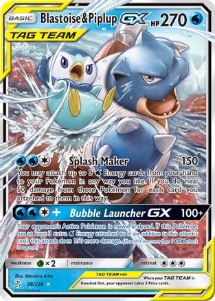 Blastoise & Piplup GX (38/236) [Sun & Moon: Cosmic Eclipse] | Silver Goblin