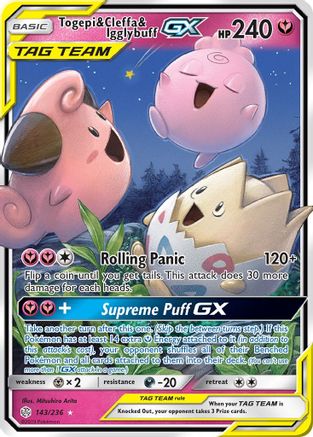 Togepi & Cleffa & Igglybuff GX (143) Holofoil - SM  Cosmic Eclipse