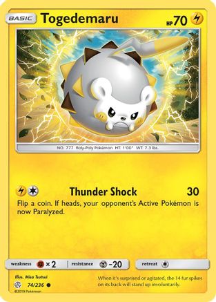 Togedemaru (74/236) [Sun & Moon: Cosmic Eclipse] Reverse Holofoil
