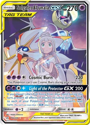 Solgaleo & Lunala GX (Full Art) (216) Holofoil - SM  Cosmic Eclipse
