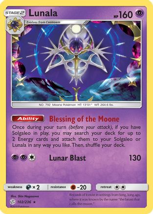 Lunala (102) Holofoil - SM  Cosmic Eclipse