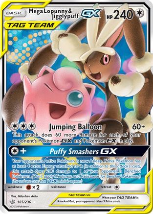 Mega Lopunny & Jigglypuff GX (165) Holofoil - SM  Cosmic Eclipse