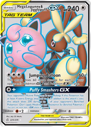 Mega Lopunny & Jigglypuff GX (Full Art) (225) Holofoil - SM  Cosmic Eclipse