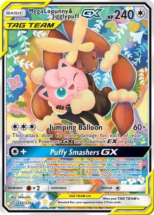Mega Lopunny & Jigglypuff GX (Alternate Full Art) (226) Holofoil - SM  Cosmic Eclipse