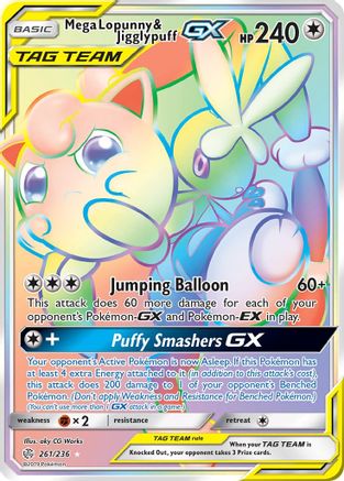 Mega Lopunny & Jigglypuff GX (Secret) (261) Holofoil - SM  Cosmic Eclipse
