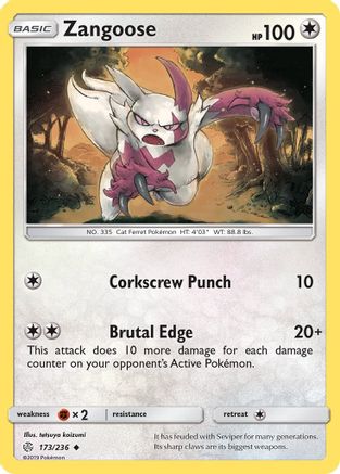 Zangoose (173/236) [Sun & Moon: Cosmic Eclipse] Reverse Holofoil