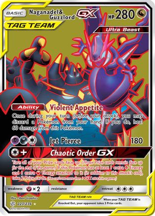 Naganadel & Guzzlord GX (Full Art) (223) Holofoil - SM  Cosmic Eclipse