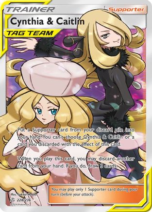 Cynthia & Caitlin (Full Art) (228) Holofoil - SM  Cosmic Eclipse