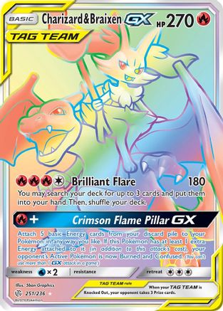 Charizard & Braixen GX (Secret) (251) Holofoil - SM  Cosmic Eclipse