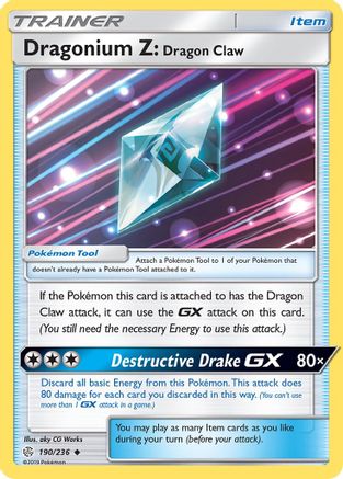 Dragonium Z: Dragon Claw (190) Reverse Holofoil - SM  Cosmic Eclipse