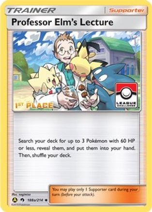 Professor Elm's Lecture - 188a/214 (League Challenge) [1st Place] (188a) Reverse Holofoil - League & Championship Cards