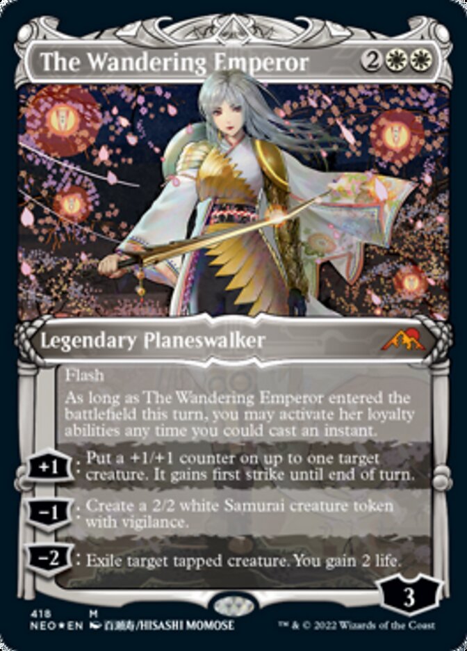 The Wandering Emperor (Showcase) (Foil Etched) [Kamigawa: Neon Dynasty] | Silver Goblin