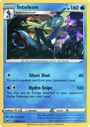 Inteleon - 059/202 (Cracked Ice Holo) (59) Holofoil - Deck Exclusives