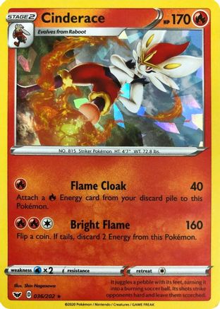 Cinderace - 036/202 (Cracked Ice Holo) (36) Holofoil - Deck Exclusives