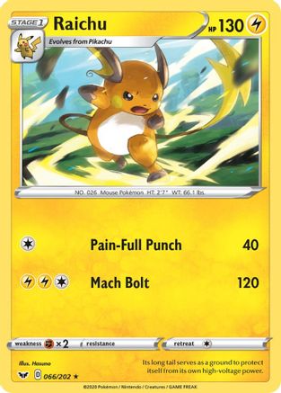 Raichu (066/202) [Sword & Shield: Base Set] Reverse Holofoil