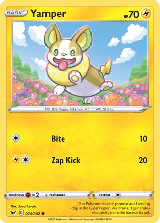 Yamper (074/202) [Sword & Shield: Base Set] Reverse Holofoil