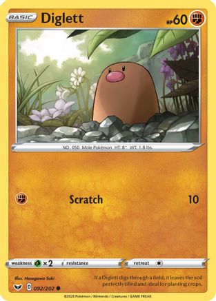 Diglett (92) - SWSH01 Sword & Shield Base Set