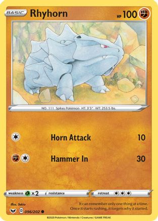 Rhyhorn (096) (96) - SWSH01 Sword & Shield Base Set