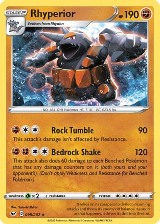 Rhyperior (99) Holofoil - SWSH01 Sword & Shield Base Set