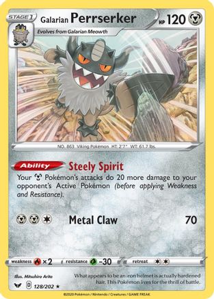 Galarian Perrserker (128) Holofoil - SWSH01 Sword & Shield Base Set