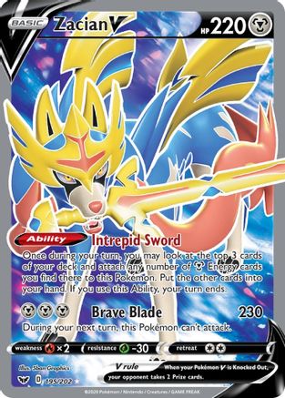 Zacian V (Full Art) (195) Holofoil - SWSH01 Sword & Shield Base Set