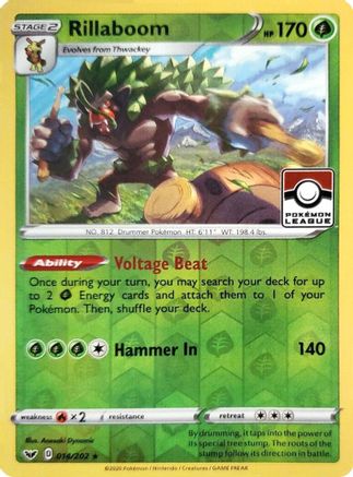 Rillaboom - 014/202 (Pokemon League) (14) Reverse Holofoil - League & Championship Cards