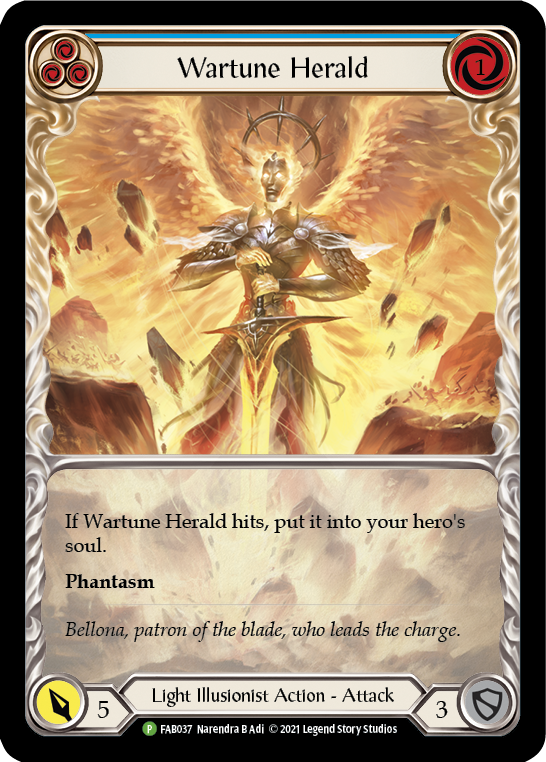 Wartune Herald (Blue Extended Art) [FAB037] (Promo)  Rainbow Foil | Silver Goblin