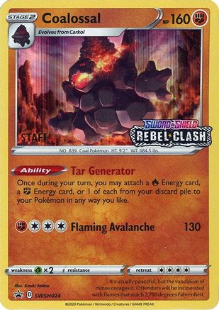 Coalossal - SWSH024 (Prerelease) [Staff] (SWSH024) Holofoil - SWSH Sword & Shield Promo Cards