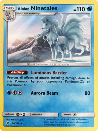 Alolan Ninetales (28/147) (Water Web Holo) (Theme Deck Exclusives) [Sun & Moon: Burning Shadows] | Silver Goblin