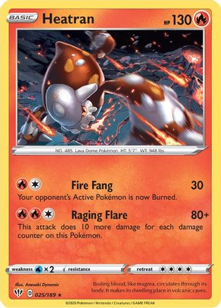 Heatran (25) Holofoil - SWSH03 Darkness Ablaze