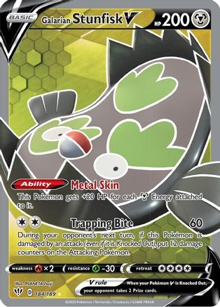 Galarian Stunfisk V (Full Art) (184) Holofoil - SWSH03 Darkness Ablaze