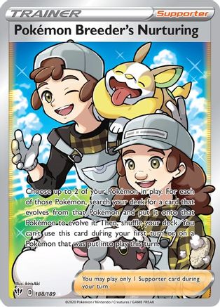 Pokemon Breeder's Nurturing (Full Art) (188) Holofoil - SWSH03 Darkness Ablaze