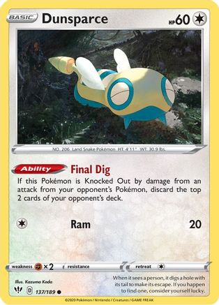 Dunsparce (137/189) [Sword & Shield: Darkness Ablaze] | Silver Goblin