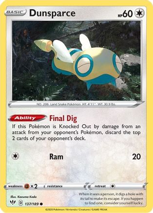 Dunsparce (137/189) [Sword & Shield: Darkness Ablaze] Reverse Holofoil