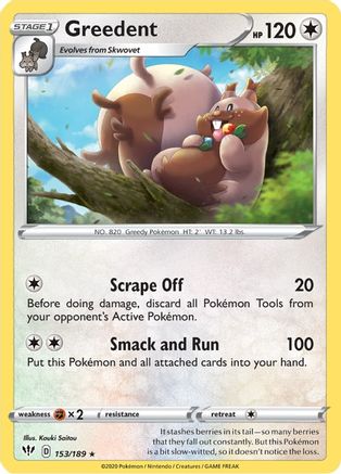 Greedent (153/189) [Sword & Shield: Darkness Ablaze] Reverse Holofoil