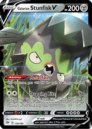 Galarian Stunfisk V (128) Holofoil - SWSH03 Darkness Ablaze