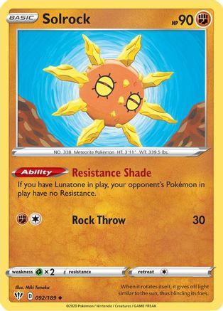 Solrock (92) - SWSH03 Darkness Ablaze