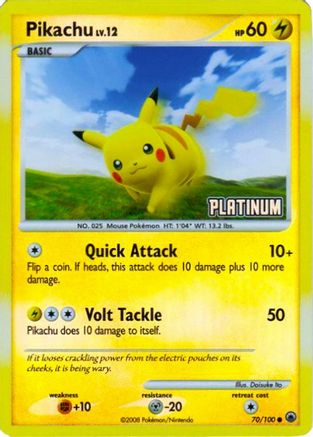 Pikachu - 70/100 [Platinum] (70) Reverse Holofoil - Burger King Promos