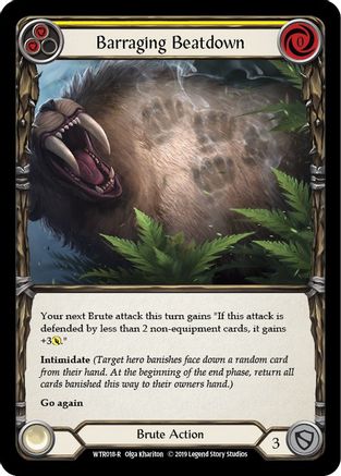 Barraging Beatdown (Yellow) (WTR018) 1st Edition Rainbow Foil - Welcome to Rathe