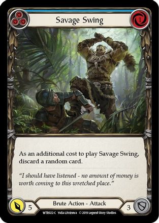 Savage Swing (Blue) (WTR022) 1st Edition Rainbow Foil - Welcome to Rathe