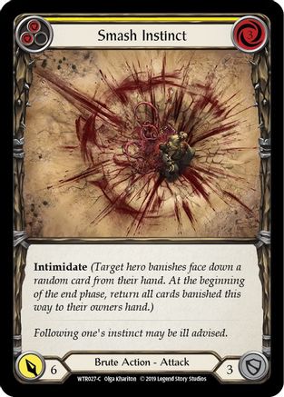 Smash Instinct (Yellow) (WTR027) (1st Edition) Rainbow Foil - Welcome to Rathe
